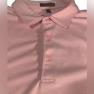 Peter Millar Summer Comfort Men’s Polo Golf Shirt Light Pink/White Size XL